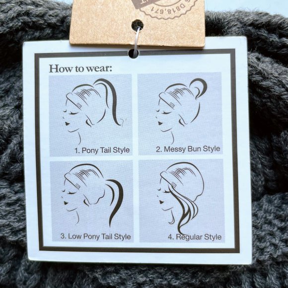 C.C SOLID CLASSIC CC BEANIE PONYTAIL with Tags - Picture 2 of 5